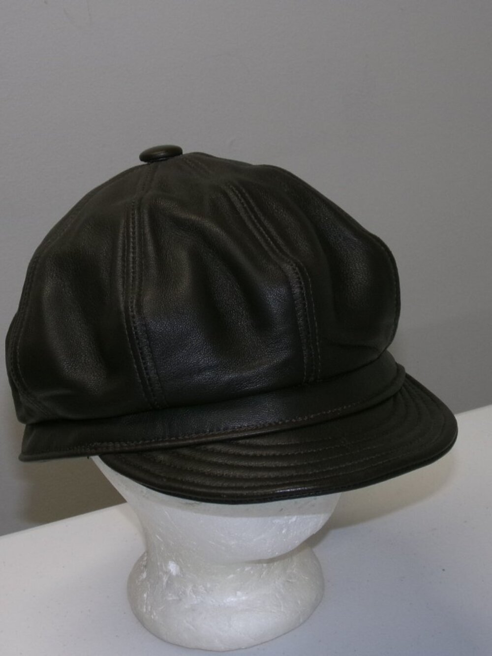 Vintage Lambskin Leather Cabbie 8 Panel Gatsby Hat Cap sz XL Made in the USA